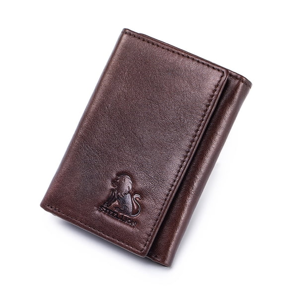 Tonnylam Cartera de cuero genuino para hombre con ranura para varias tarjetas, cartera informal de moda con ranura para álbum de fotos, cepillo antirrobo, clip para dinero