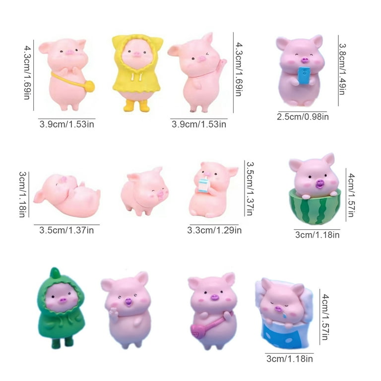MAOMIA miniature pig figurines 8 pcs, cute pink piggy toy figures cake  toppers for fairy garden decor christmas desk decoration