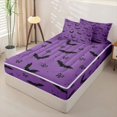 thumbnail image 2 of Homewish Halloween Bat Zipper Twin Comforter Sets with Fitted Sheet and 2 Pillowcases,Tiny Bow Print Zipper Bedding Set,Lavender Black,Black Reversible,4 Pieces, 2 of 7