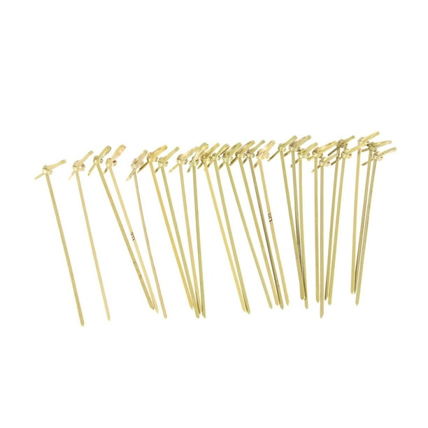 100 brochetas desechables de nudo de bambú, palillos de bambú, palillos de cóctel con extremos retorcidos para cóctel, barbacoa, aperitivos, sándwiches de club, 15 cm (verde)