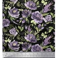 thumbnail image 1 of Soimoi Black Georgette Viscose Fabric Leaves & Peony Floral Print Fabric by Yard 42 Inch Wide, 1 of 3