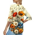 thumbnail image 5 of successthop V Neck Blouses for Women 3/4 Bell Sleeve Clothes Lightweight Casual Pullover Tops Floral Trendy Shirts, 5 of 6
