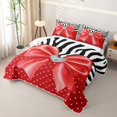 thumbnail image 3 of spefrowx Red Gem Princess Bow Bed Spread Queen for Girls, Zebra Polka Dot Print Queen Coverlet Set, 3-Piece, 3 of 7