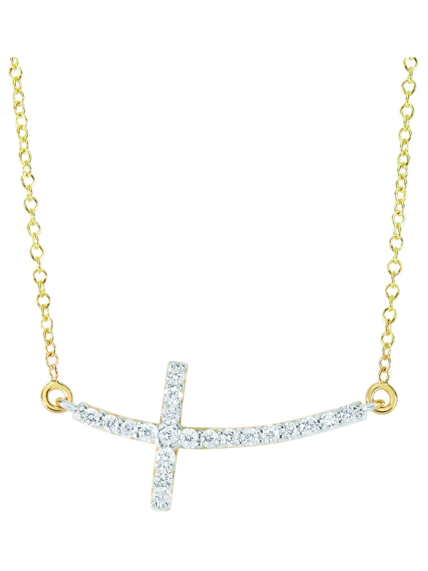 FineJewelers - 14 Kt Yellow Gold 18 Inch 0.22ct Side Cross Necklace ...