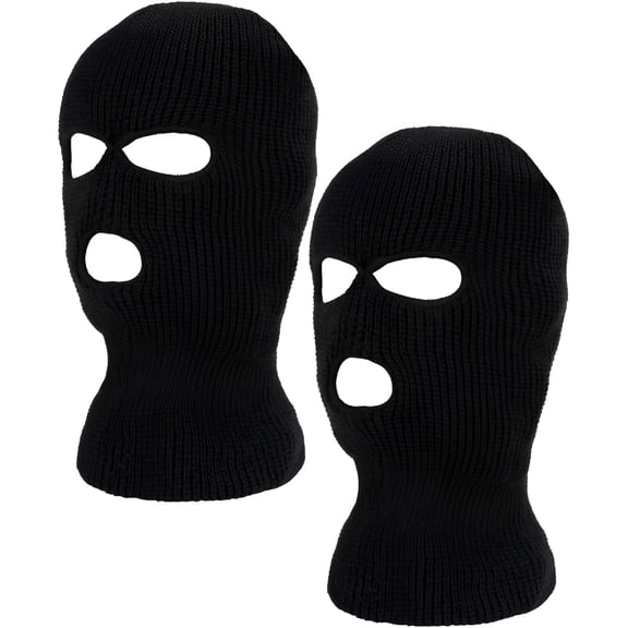 TELOLY 2 Pcs Kids 3-Hole Ski Mask Children Knitted Full Face Mask Winter Balaclava Face Cover for Kids Boys Girls