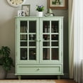thumbnail image 5 of SESSLIFE Compact Buffet Cabinet for Small Space, 31.5" White Sideboard with Glass Doors and Drawer, Storage Cabinet for Entryway, Hallway or Bedroom, Green, 5 of 12