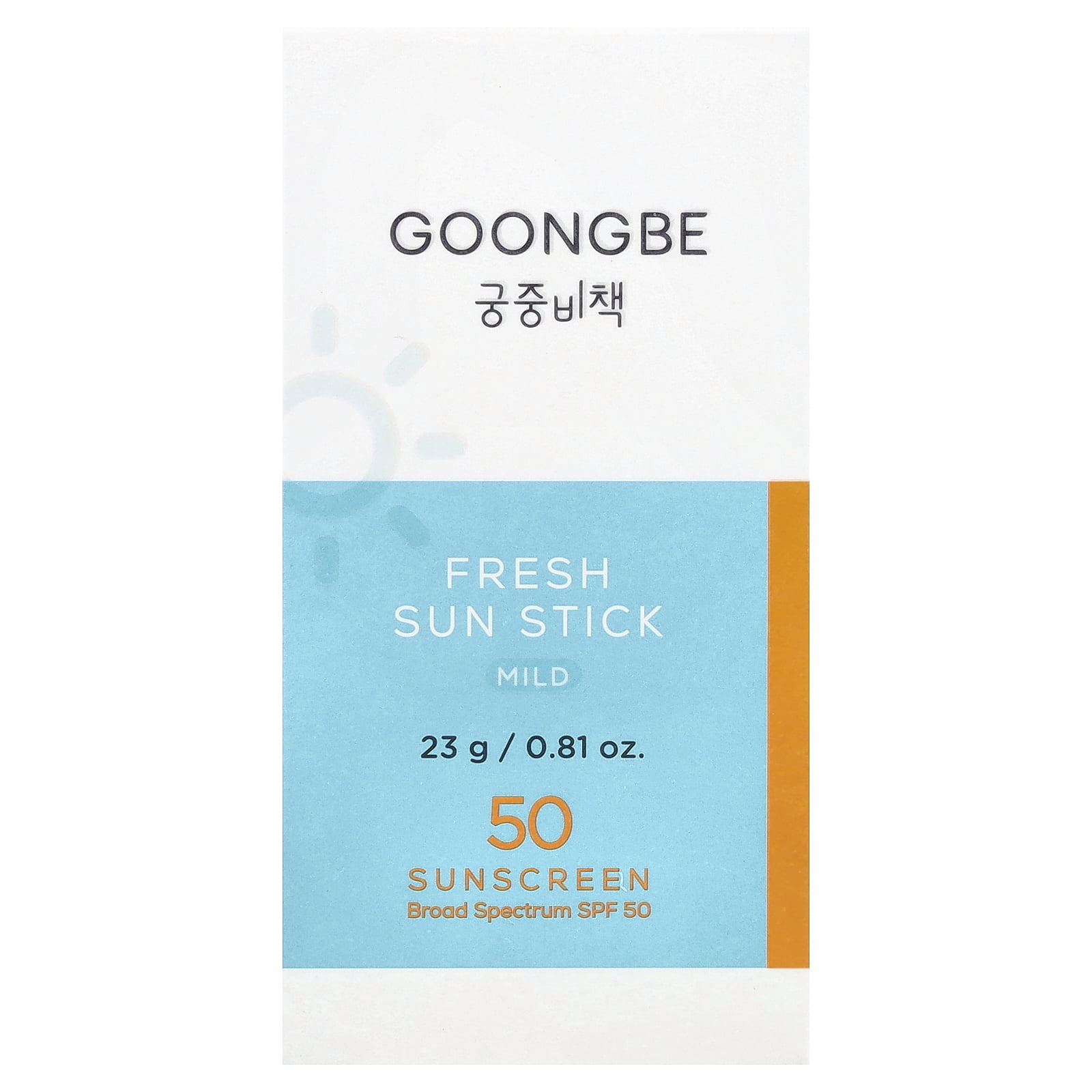 Goongbe Fresh Sun Stick Sunscreen, Mild, SPF 50, 0.81 oz (23 g)
