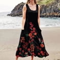 thumbnail image 2 of WXLWZYWL Summer Dress 2023 Clearance Women'S Casual Round Neck Beach Pockets Sleeveless Printed Dress Red, 2 of 4