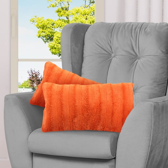Cheer Collection 12" x 20" Decorative Throw Pillows, Rust- Set of 2