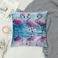 thumbnail image 2 of Nawypu  Animal Pillow Cushion Cover, Flamingos Love Birds Feather Romance Brushstroke Splash Watercolor Effect, Decorative Square Accent Pillow Case, Pink Blue Purple, 2 of 5