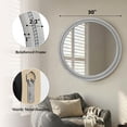 thumbnail image 3 of YAURA 30" Round Solid Wood Bathroom Vanity Mirror, Distressed Grey Beaded Wall Mirror, Rustic Farmhouse & Industrial Decor, Shatterproof, 3 of 6