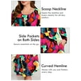thumbnail image 6 of SHOWMALL Plus Size Long Sleeve Printed A-Line Dress, Multicolored 3X Soft Stretch Scoop Neck with Pockets, Travel/Work/Dating, 6 of 9