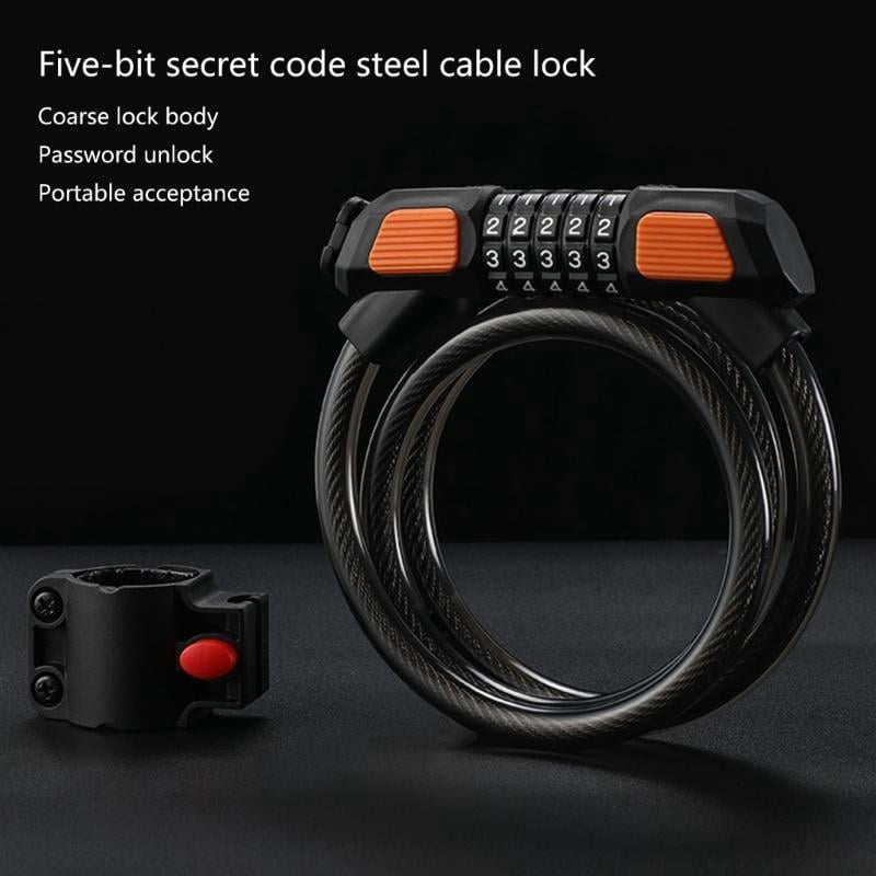 CEORPER Bike Code Lock Small Security Lock for Mountain Bicycles, 5Digits Lock Cable