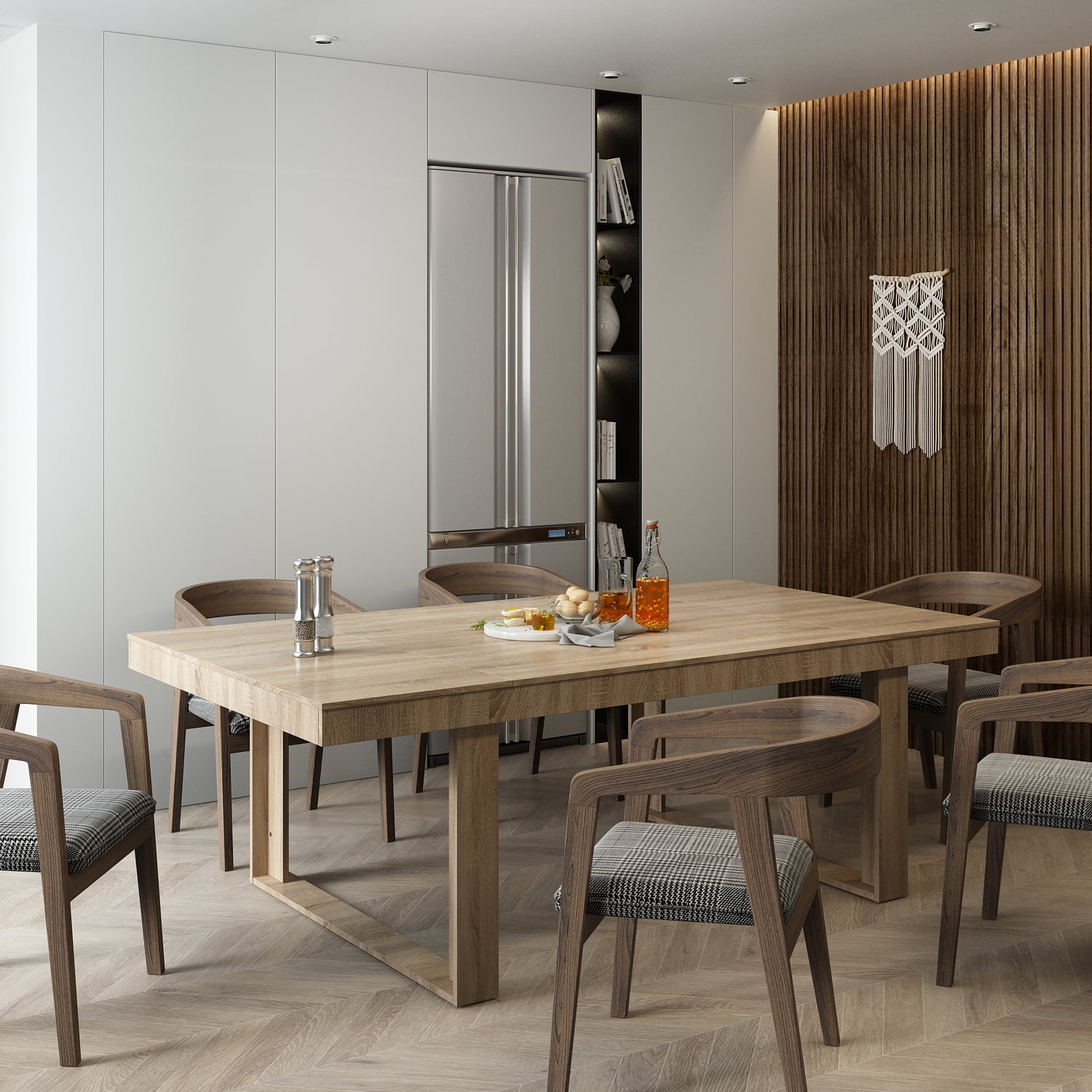 KULAGAGA Kitchen Dining Table for 6-8 People, Rectangular Meeting Table, 86.8"W x 47.2"D, Oak