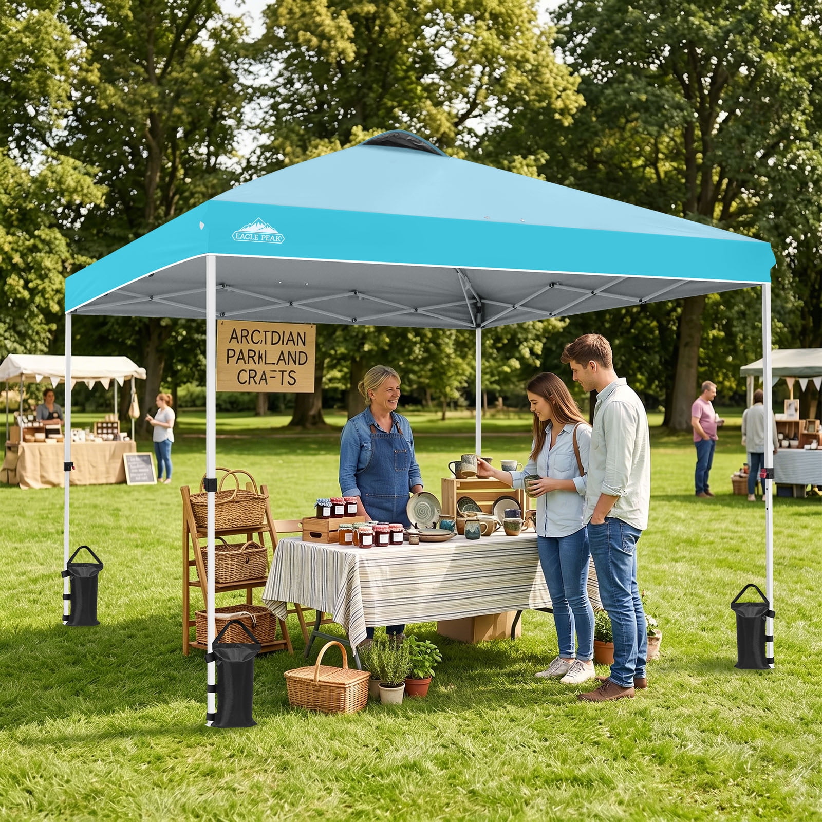 EAGLE PEAK 10 x 10 ft Straight Leg Pop-up Outdoor Canopy w/ Easy Peak One Person Setup
