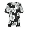 thumbnail image 5 of ClodeEU Women's Plus Size Print V-Neck Short Sleeve T Shirt,Casual Loose Fit Tunic Blouse Tops E-Black,Womens Plus XL, 5 of 6