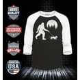 thumbnail image 2 of Shop4Ever Men's  Bigfoot Walking Wiener Dog Funny Sasquatch Dachshund Raglan Baseball Shirt X-Large Black/White, 2 of 4