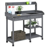 Renwick Outdoor Garden Potting Bench and Table with Sink and Storage Space