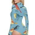 thumbnail image 4 of Birds in Blue Women's Mock Turtle Neck Long Sleeve Tops Bodysuit Jumpsuit One Piece Leotards Shirt, 4 of 8