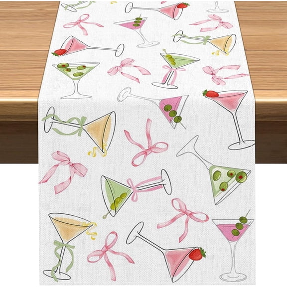 Drink Table Runner Birthday Party Decoration Bow Table Running Fabric for Bachelorette Bridal Shower Home Island Decor