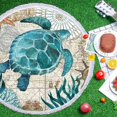 thumbnail image 2 of 1pc Serviette de plage ronde en microfibre pour couverture de plage, serviette de bain, tapis de yoga, couverture de camping, couverture de pique-nique,150 cm (bleu-tortue 2), 2 of 4