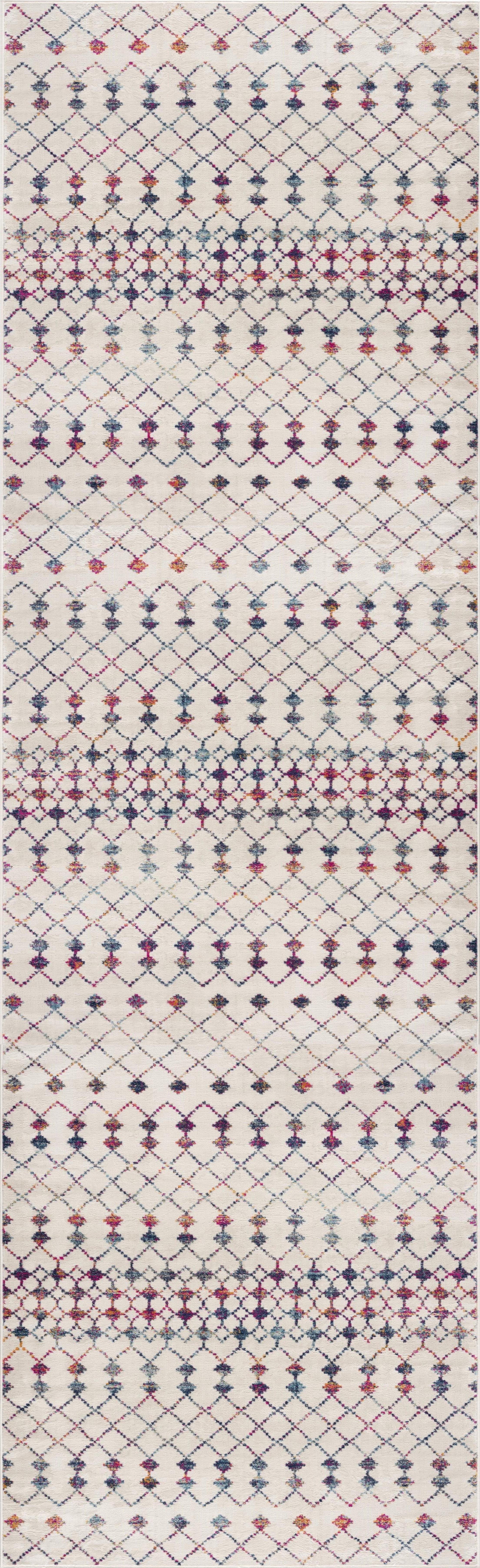 Rug Branch Savannah 2' x 16' (Exact Size: 2'3" 16') Boho Indoor Runner Rug, Beige Blue, Modern - Entryway, Hallway, Bathroom, and Kitchen