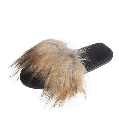 

Youmylove Women Slippers Fashion Patchwork Plush Slippers Warm Flat Cotton Slippers Comfort Cozy Leisure Daily Walking