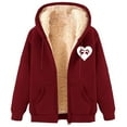 thumbnail image 2 of Hvyesh Zip Up Hoodie Women Sherpa Lined Hooded Jacket Casual Long Sleeve Solid Fleece Winter Coat Warm Fleece Coats, 2 of 5