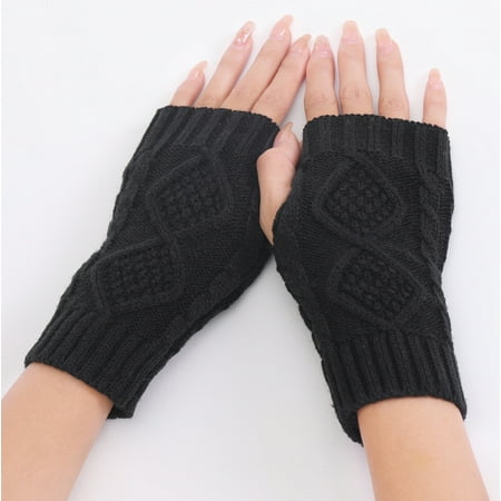 

WOXINDA Women s Winter Fingerless Thermal Gloves Knitted Gloves With Thumb Holes