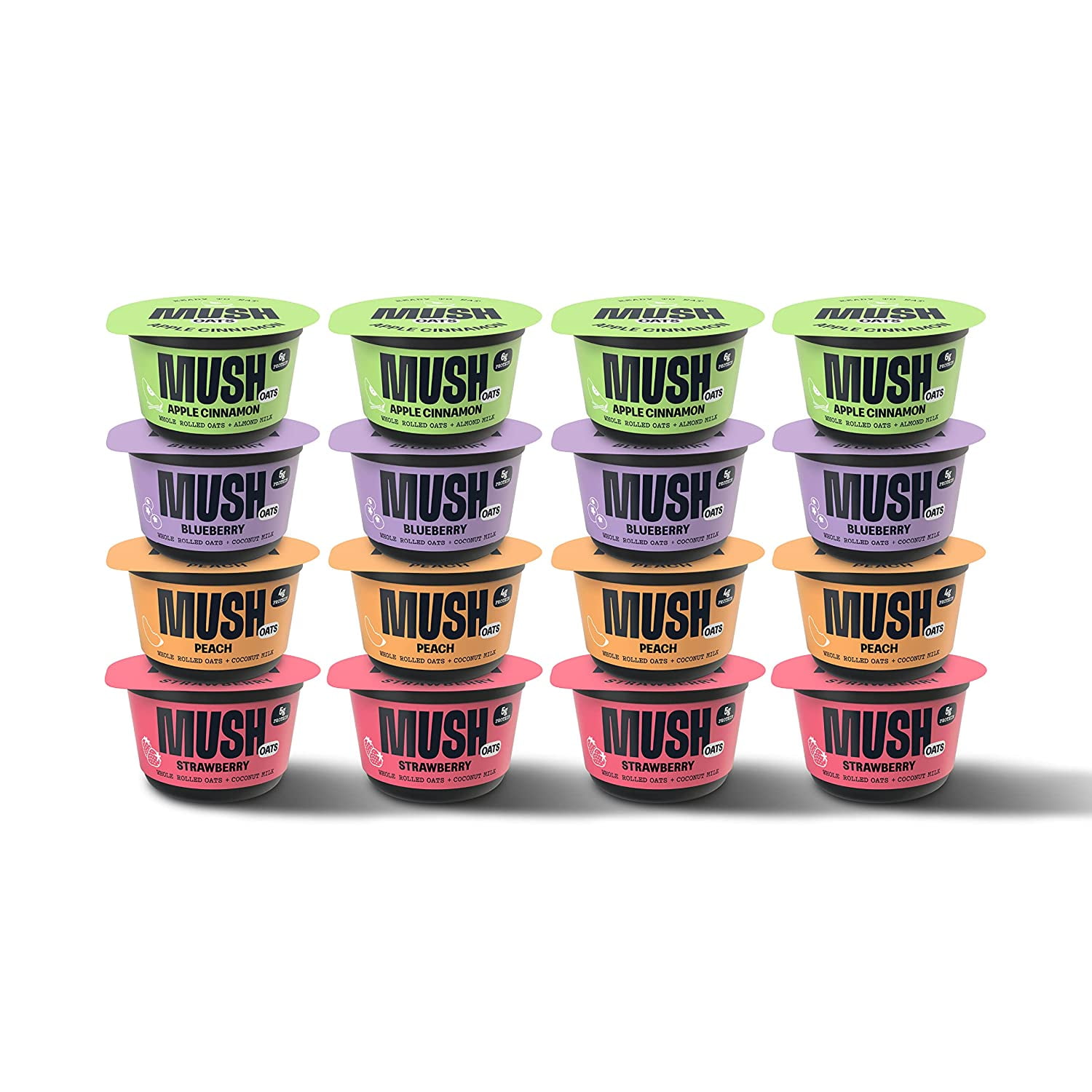 MUSH Fruity Overnight Oatmeal Variety Pack, 5 OZ 16Pack Includes 4