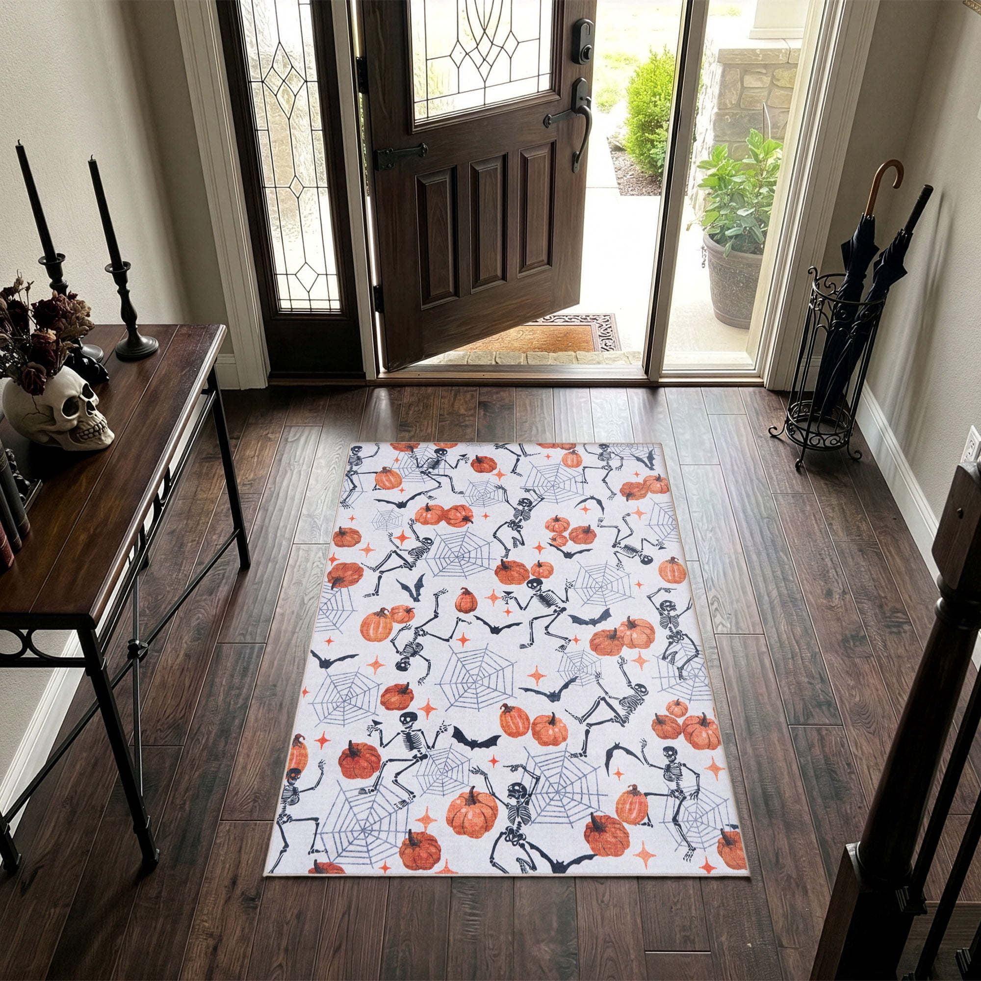 Skeleton Printed Runner, 40"x55", Polyester pile