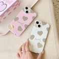 thumbnail image 3 of Simple Cute Love Heart Plating Mirror Phone Case Compatible with iPhone Case (Pink,iPhone 14 Pro), 3 of 6