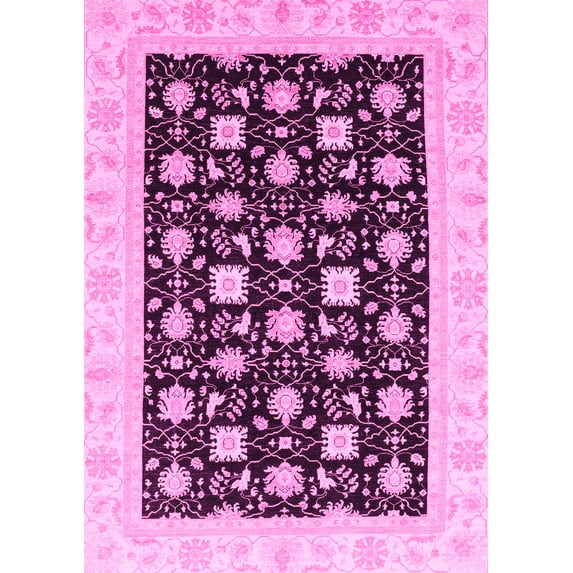 Ahgly Company Indoor Rectangle Oriental Pink Traditional Area Rugs, 2' x 5'