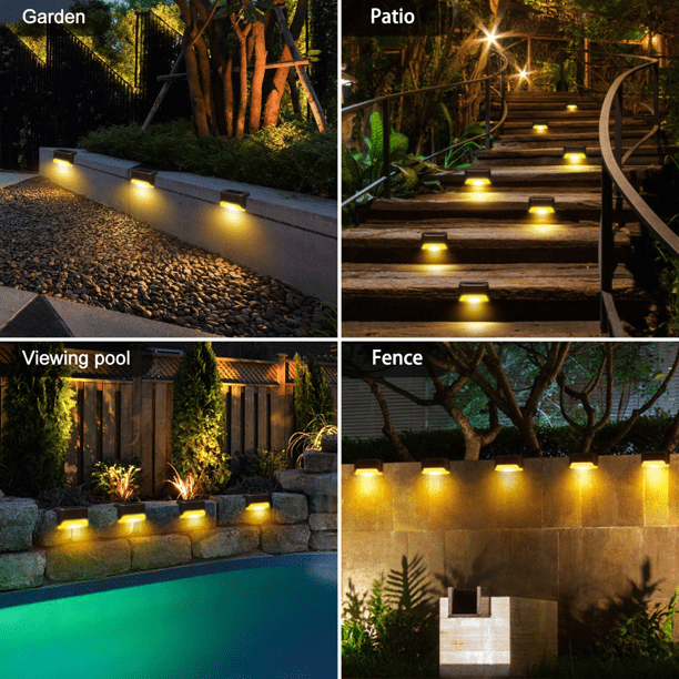 4x LED Solar Deck Lights Outdoor Pathway Stairs Fence Lamps Warm White Garden 