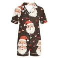 thumbnail image 4 of Women Christmas Pajama Set Short Sleeve Shorts Pjs Sleepwear Cute Santa Print Holiday Lounge Set Nightwear, 4 of 4