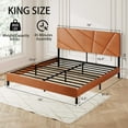 thumbnail image 7 of Generic King size metal bed frame, square platform bed with under-bed storage, no spring-loaded mattress required, vintage brown, 7 of 7