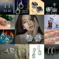 thumbnail image 2 of HOOUN Women 925 Silver Cubic Zircon Ear Dangle Drop Earrings cuff Stud wedding sets-28# Rainbow Waterdrop, 2 of 7