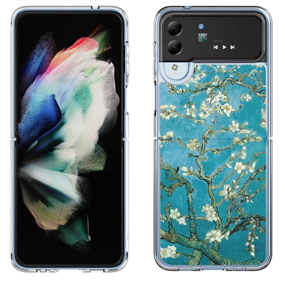 Shockproof Bumper Phone Case for Samsung Galaxy Z Flip 4 5G, by OneToughShield ® - Almond Blossom