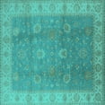 thumbnail image 1 of Ahgly Company Indoor Square Oriental Turquoise Blue Traditional Area Rugs, 8' Square, 1 of 4
