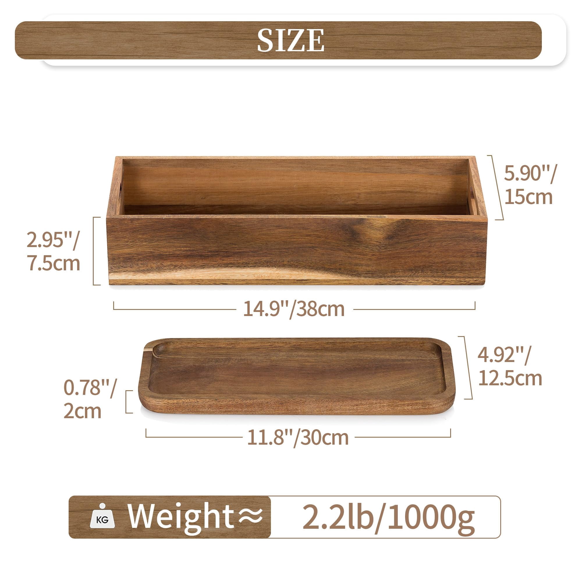 Hanobe Bathroom Toilet Tank Basket Tray: S/2 Toilet Paper Topper with Vanity Tray  Organizer Toiletry Storage Holder Box
