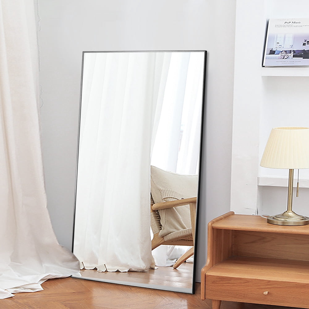 59"x35" Black Modern Full Length Mirror