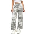 thumbnail image 2 of Zpanxa Girlstriped Wide Leg Pants Loose Fit Soft Knit Sweatpants Elastic Waist Relaxed Casual Bottoms for Daily School Wear Winter Pants for Girls, 2 of 5