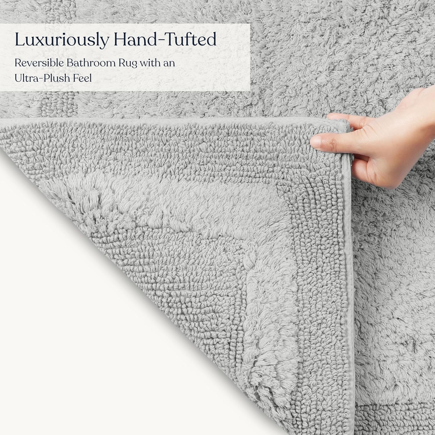 Delara Organic Cotton Reversible Bath Mat – 3000 GSM, GOTS Certified, Ultra-Thick & Super Absorbent | Soft, Plush & Quick-Drying Bathroom Rug