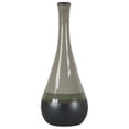 thumbnail image 1 of Bellied Stoneware Vase With Black Banded Rim, Large, Glossy Gray, 1 of 1