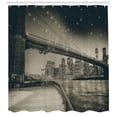 thumbnail image 3 of Ambesonne New York Shower Curtain, Brooklyn Bridge Night, 69"Wx84"L, Dark Sepia Black, 3 of 3