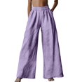 thumbnail image 2 of Purple Womens Pants Womens Cotton Casual Loose Pants Comfy Work Pants with Pockets Elastic High Waist Paper Bag Drawstring Pants Sweatpants Womens Fashion, 2 of 4