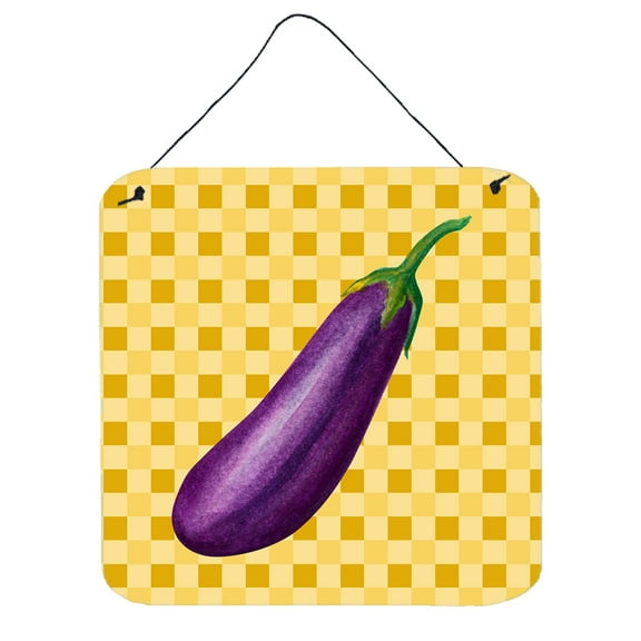Carolines Treasures BB7200DS66 Eggplant on Basketweave Wall or Door Hanging Prints 6x6 multicolor