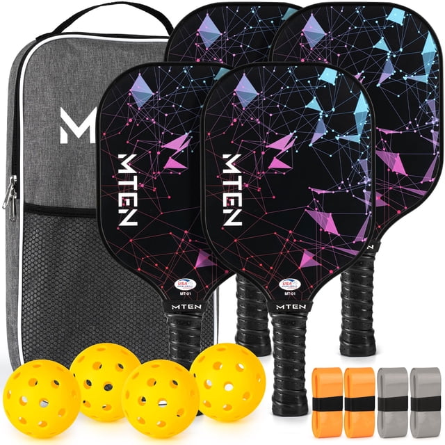Juego de palas de pickleball MTEN con superficie de fibra de vidrio aprobado por la USAPA