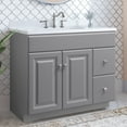 thumbnail image 2 of Wyndham 37" Solid Wood Vanity in Gray with Widespread White Top Fully Assembled, 2 of 7