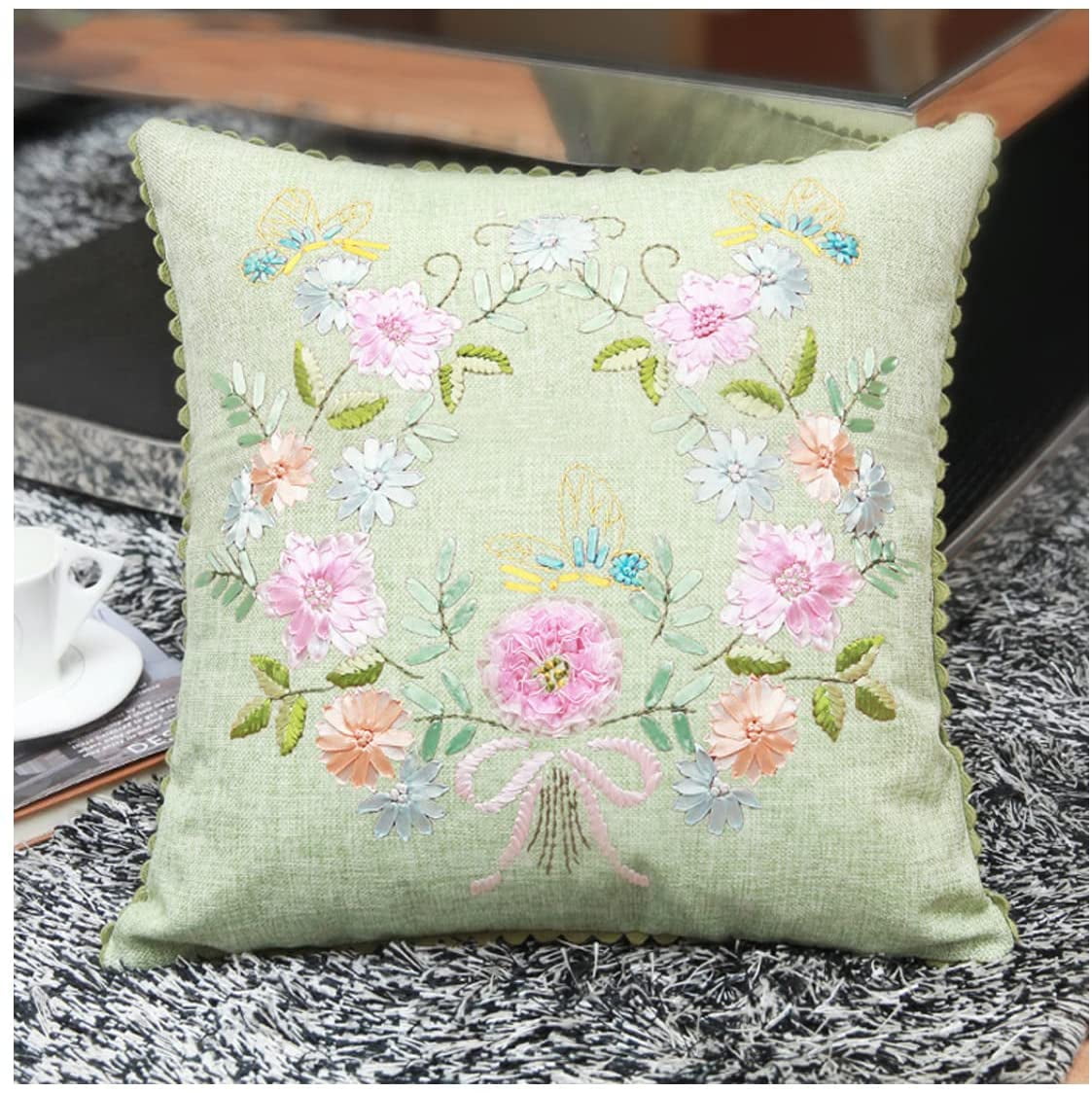 Details about   Pillow Cover 20" /12" Sofa Bed Ivory Case Embroidery Pillow Cushion Home Decor 